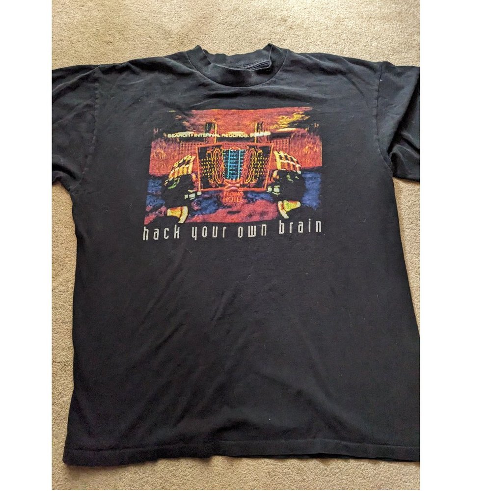 Vintage 1998 Johnny Mnemonic Hack Your Own Brain Movie Promo Tee Shirt Size XL
